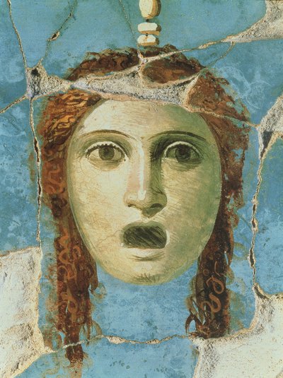 Pintura de parede de uma cabeça feminina, Pompéia, século I dC de Unknown